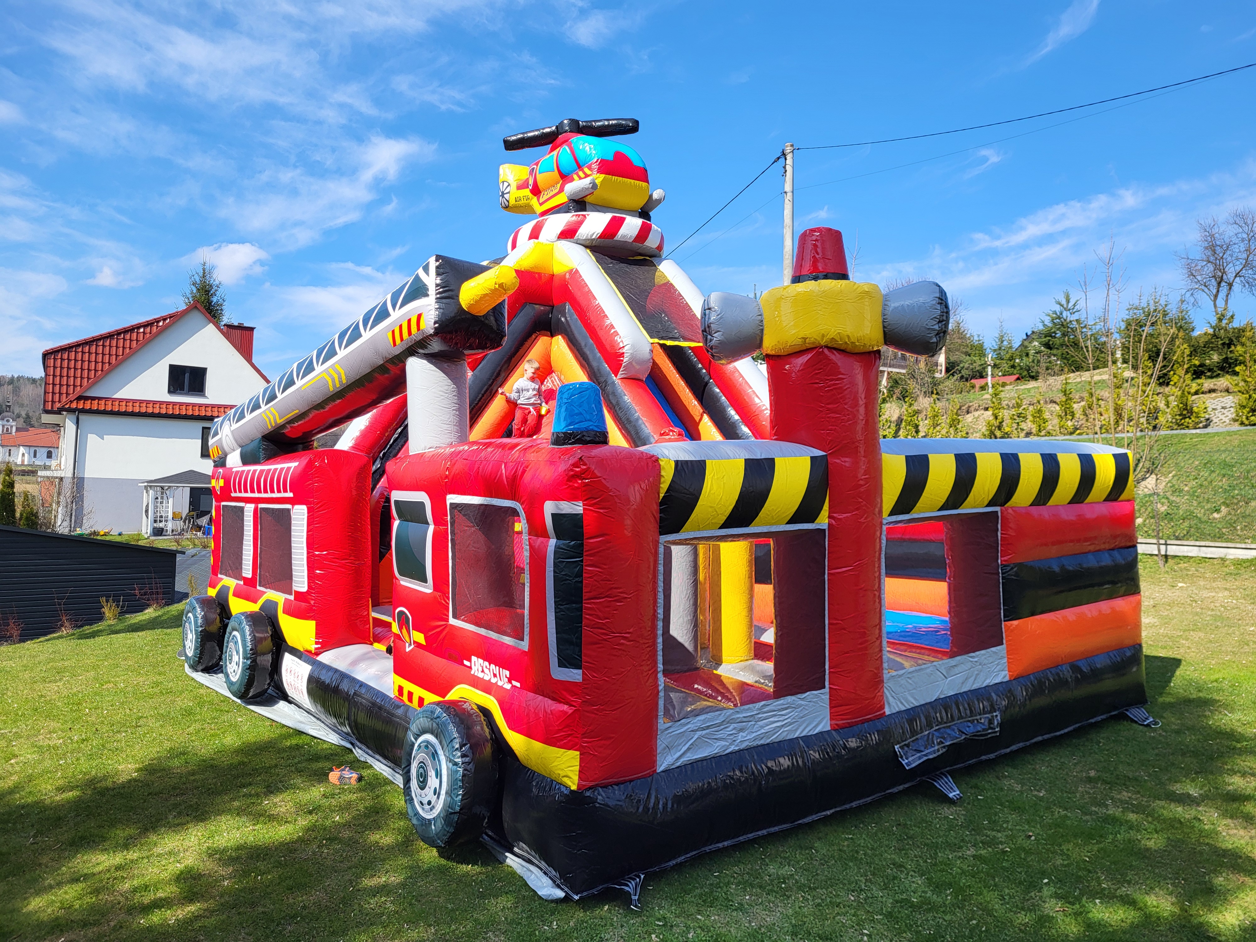 Dmuchana zjeżdżalnia Straż Pożarna festyn OSP wynajem