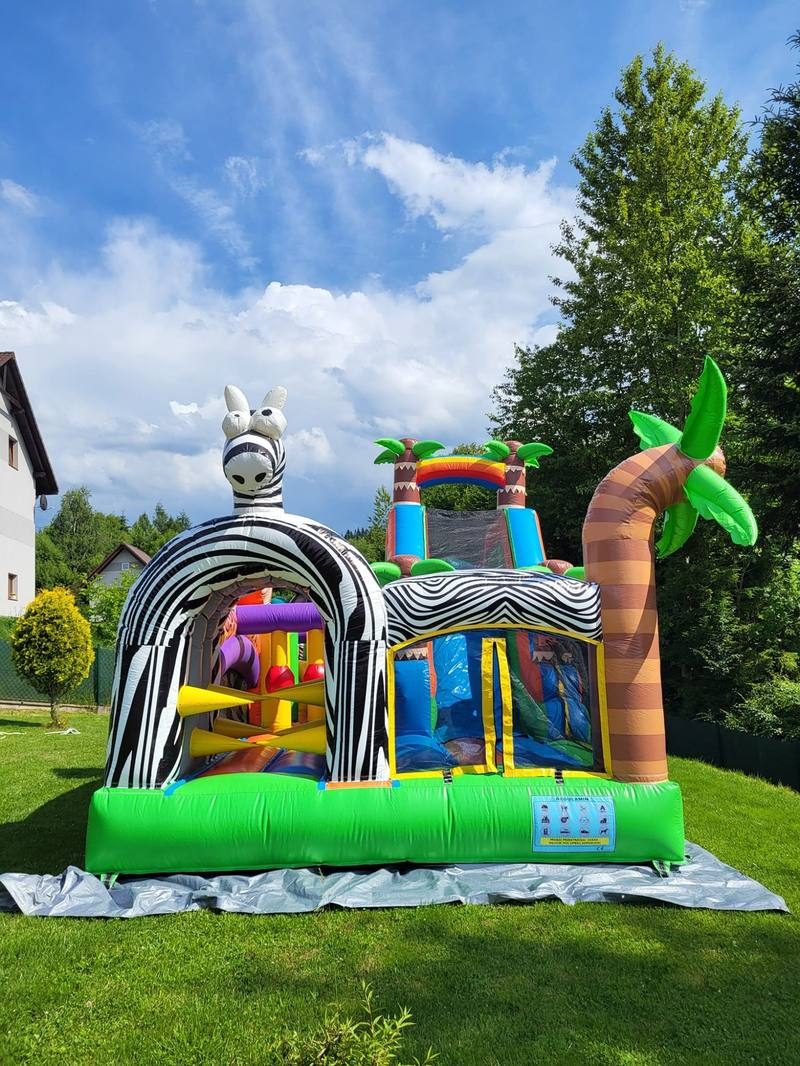 Zjeżdżalnia Zebra tor przeszkód wynajem powiat suski